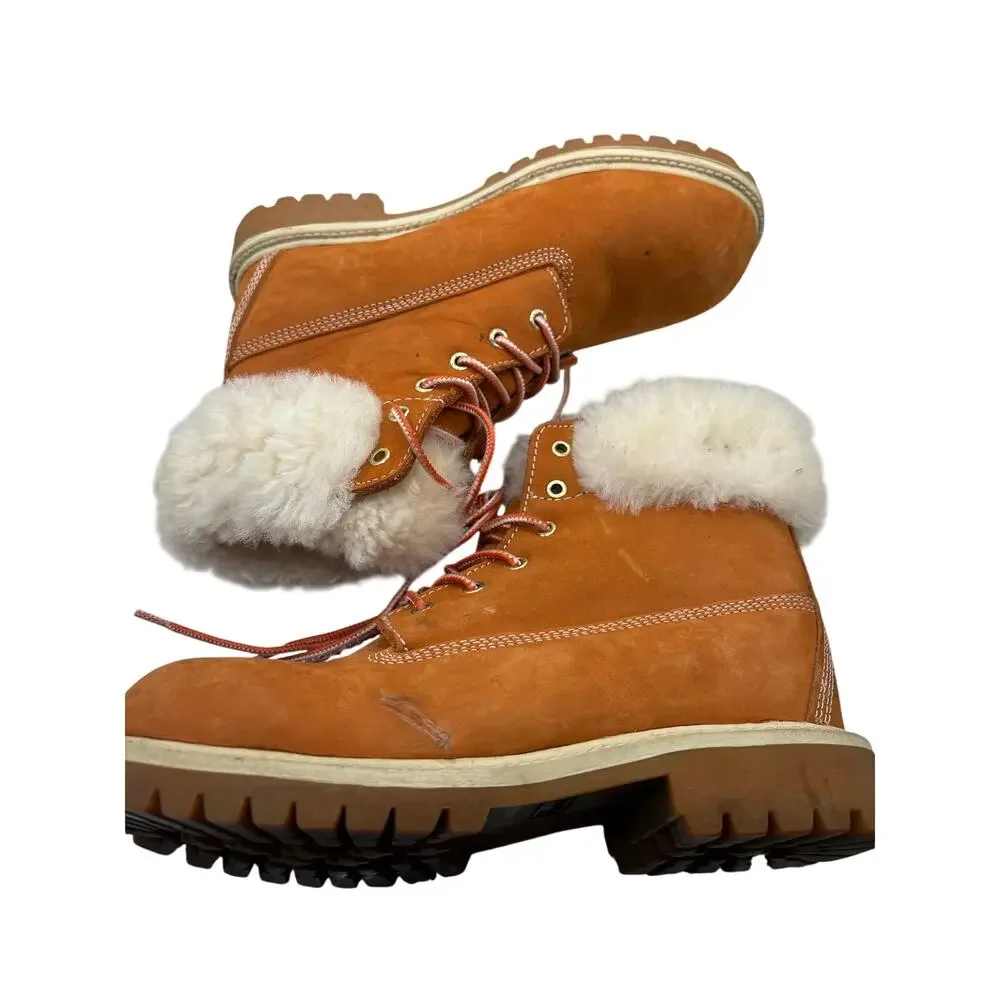 Life Outdoors Brown Leather Faux Fur Lace Up Winter Boots Women’s 7.5 Winter
